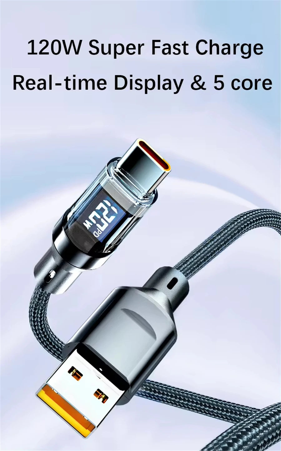 NNBILI 120W Type C to Type C Cable Phone Super Fast Charging Cable With LED Display USB To Type-C Data Cord For huawei oppo vivo